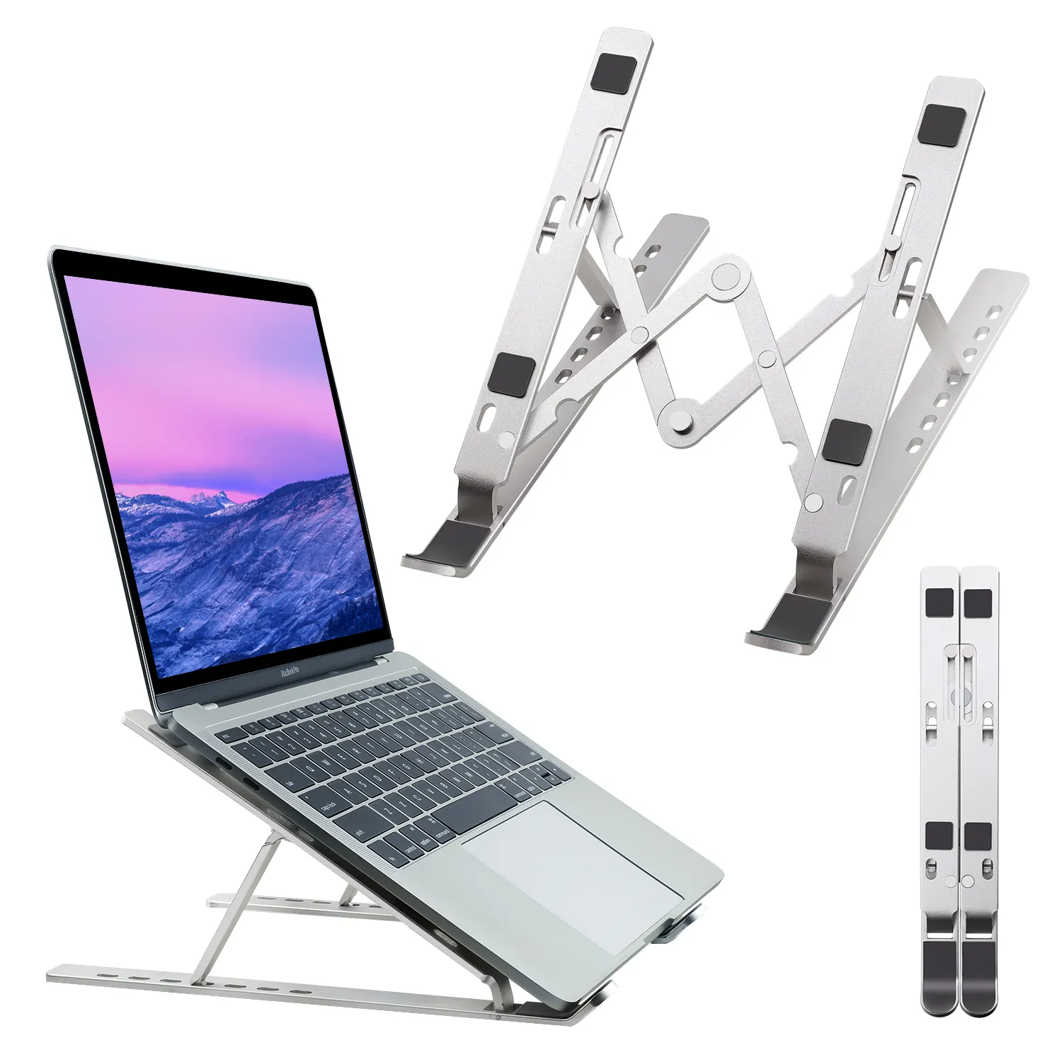 Laptop_stand แบบพกพาที่มีความยืดหยุ่นอลูมิเนียมยืนแล็ปท็อปปรับ