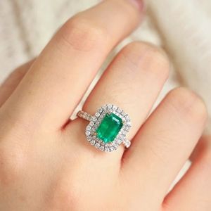 Bague en or massif 18 carats de haute qualité Xinfly avec émeraude de Zambie 2,23 carats et diamant vert vif micro-huile 1,83 carat - Product Image 5