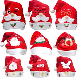 Chapeau de Noël personnalisé pour adultes et enfants, motif de Père Noël rouge de dessin animé, avec des lumières clignotantes - Product Image 5