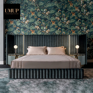 Hiện đại sang trọng cao cấp phòng ngủ thiết lập với LED đầu giường Chất lượng cao bọc giường khung thiết kế cao trở lại giường - Product Image 3