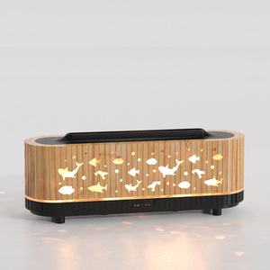 Diffuseur d'arômes et humidificateur JCYS 0,5 L à ultrasons, design grain de bois, motif poisson océanique, lumière LED, pour la maison et le bureau - Product Image 1