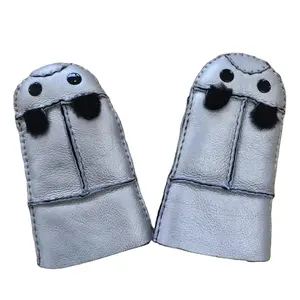 Cute Children Gloves Wholesale Double face sheepskin leather Kids Gloves