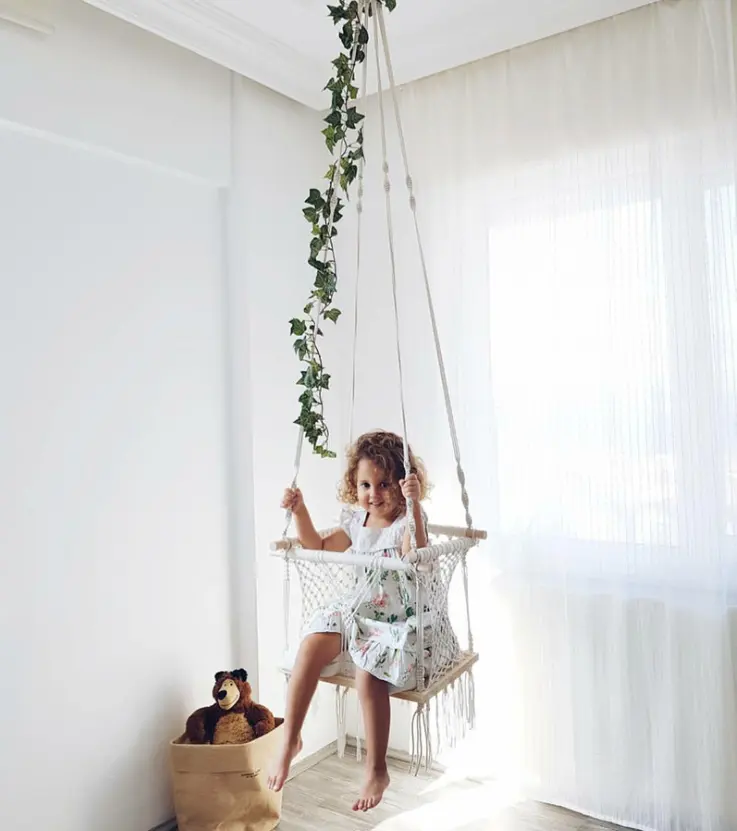 Macrame Baby Hangmat Stand, Kinderen Indoor Nursery Decor Baby Swing Hangmat Voor Meisje Verjaardagscadeau