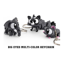 Porte-clés animal à grands yeux multicolore imprimé en 3D, articulations mobiles, mignon, créatif, accessoire de décoration, pendentif de sac fantaisie