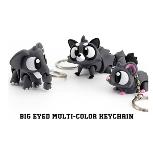 Porte-clés animal à grands yeux multicolore imprimé en 3D, articulations mobiles, mignon, créatif, accessoire de décoration, pendentif de sac fantaisie - Product Image 2