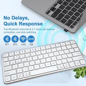 Portable Ergonomic 78-Keys Aluminum Alloy Wireless 2.4Ghz Mini White Bluetooth Keyboard for <b>PC</b> Laptop Desktop <b>Tablet</b> - Product Image 6