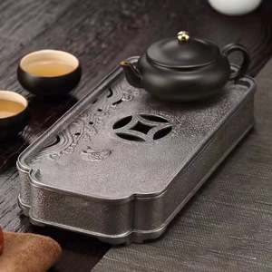 Sea Wave Antique Tin <b>Tea</b> Tray Irregular Shape Retro Design Kung Fu <b>Tea</b> <b>Set</b> Water Storage Teapot Mat - Product Image 1