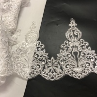 DIY robe de mariée broderie florale ivoire maille dentelle garniture avec paillettes LT2593B