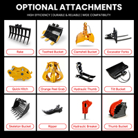 Excavator Mini 3 Ton Diesel, Penggali 3.5T, Kabin Tertutup, AC, Auger Hidrolik, Mesin Kubota, Ukuran Kecil, Baru