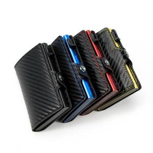 Casekey Custom Color Slim Minimalist Carbon Fiber Popup Card Holder Tarjetero Fibra De Carbono Rfid <b>Smart</b> <b>Wallet</b> With Zipper - Product Image 3