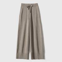 Ensemble 2 pièces pour femme : pantalon décontracté en laine et cachemire tricoté, coupe ample, et pull col roulé polyvalent pour l'automne