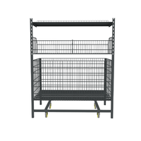 Poubelle pliable d'affichage au détail de panier de fil en métal portatif pour le stockage avec des roues