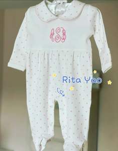 Set tutina con collo a busta per cappello a manica lunga con ricamo personalizzato in cotone bianco manica lunga autunno inverno <span class=keywords><strong>vestiti</strong></span> per bambini - Product Image 6