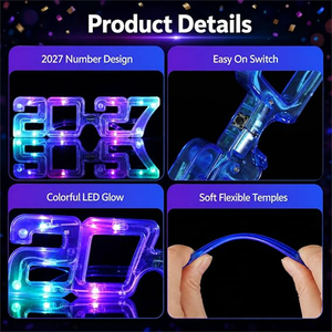 Occhiali LED Lampeggianti Party Dots 2027 - Materiale Plastico per Uso Interno, Accessori per Cabine Fotografiche per Lauree e <span class=keywords><strong>Capodanno</strong></span> - Product Image 4