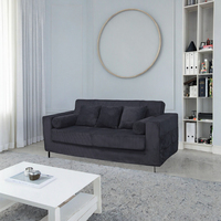Sofá Cama Convertible Negro en Caja, 3 Plazas, Tela, Espuma Viscoelástica, Moderno, para Sala de Estar, Dormitorio, Apartamento, Oficina en Casa, Hotel, Villa