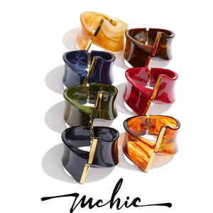 Mchic 2329 Faible MOQ Chic <span class=keywords><strong>Bracelet</strong></span> Large en Résine Acrylique <span class=keywords><strong>Torsadé</strong></span> en Acier Inoxydable Plaqué <span class=keywords><strong>Or</strong></span> 18K pour Bijoux de Vacances - Product Image 6