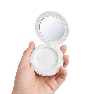 Minimalist Circular Refillable Beauty Powder Holder Attached <b>Mirror</b> Recyclable <b>Plastic</b> Cosmetic Vessel - Product Image 2