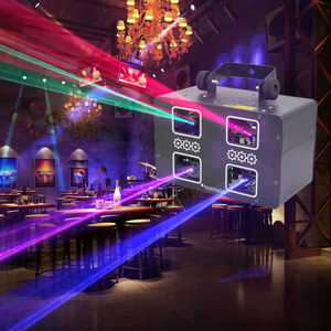 Rectángulo Cuatro cabezas de escaneo de línea láser a todo color de línea láser Luz DJ Disco Show Night Club RGB Stage Laser Light - Product Image 1