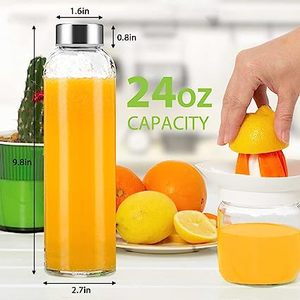 Bình nước thủy tinh tròn, dung tích 24 oz, có thể tái sử dụng, kèm nắp tre, bán sỉ - Product Image 6