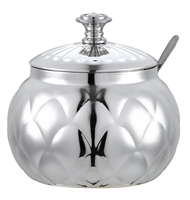 Sucrier en acier inoxydable bicolore or et argent avec cuillère, pot à sucre décoratif de style arabe de luxe pour le service du café et du thé