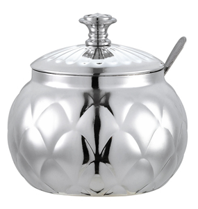 <span class=keywords><strong>Sucrier</strong></span> en acier inoxydable bicolore or et argent avec cuillère, pot à sucre décoratif de style arabe de luxe pour le service du café et du thé - Product Image 2