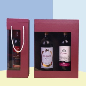 Rigid <b>Lid</b> And Base Wine Gift <b>Box</b> <b>With</b> <b>Clear</b> PVC Window Double Bottle Red Wine Packaging <b>Box</b> Custom Logo - Product Image 5