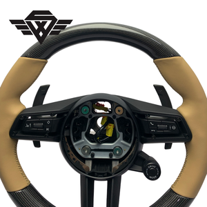 Volante de Coche de Fibra de Carbono Real de Estilo <span class=keywords><strong>Clásico</strong></span> Personalizado de Lujo para Porsche 992 718 Boxster Cayman Cayenne, Calidad Premium - Product Image 2
