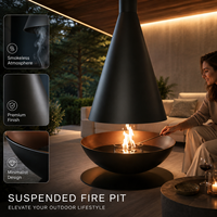 Brasero suspendu contemporain et élégant de style nordique pour décoration intérieure, en fer noir mat et bronze de luxe