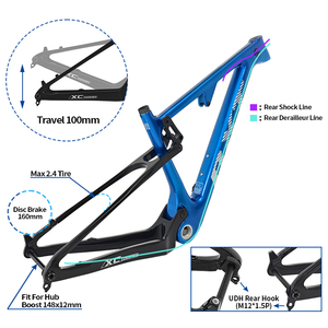 Bxt 29er Treo Carbon Leo Núi Khung 148*12Mm Kép Hệ Thống Treo <span class=keywords><strong>Xc</strong></span> Du Lịch 100Mm Mtb Xe Đạp Carbon Mềm Khung - Product Image 3