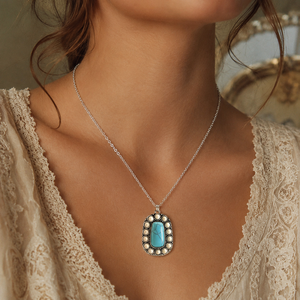 Collana con Ciondolo Color Turchese, Design in Stile Vintage per Donne - Product Image 2