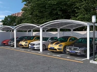 Abri de stationnement moderne intérieur/extérieur, auvent en polycarbonate à structure en aluminium, toit en arche, couleur personnalisable, garage pour voitures