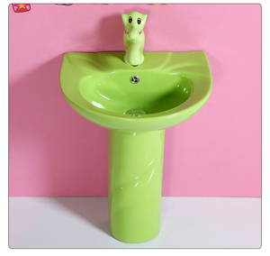 KD-K001PB salle de bain commerciale bassin de lavage des mains en céramique de petite taille articles sanitaires pour enfants évier <span class=keywords><strong>sur</strong></span> pied de couleur verte <span class=keywords><strong>sur</strong></span> le sol - Product Image 2