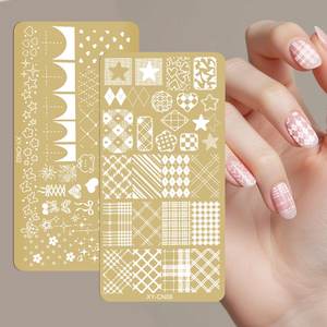 XY-CN série or français Nail Art timbre plaques multi-conception ligne modèles fleur Image modèle acier inoxydable timbre outil - Product Image 6