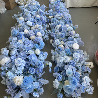 Taplak Meja Bunga Buatan Warna Biru Muda Elegan IFG untuk Dekorasi Pernikahan