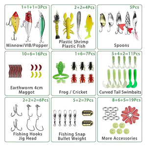 Kit <span class=keywords><strong>de</strong></span> 78 señuelos <span class=keywords><strong>de</strong></span> pesca que incluye señuelos <span class=keywords><strong>de</strong></span> plástico duro, cucharas metálicas, señuelos blandos, cebos <span class=keywords><strong>de</strong></span> <span class=keywords><strong>gusano</strong></span>, camarones y accesorios <span class=keywords><strong>de</strong></span> pesca. - Product Image 3