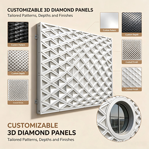 Système de façade en diamant 3D, panneau décoratif perforé, revêtement mural extérieur pour centre commercial, salle d'exposition - Product Image 3