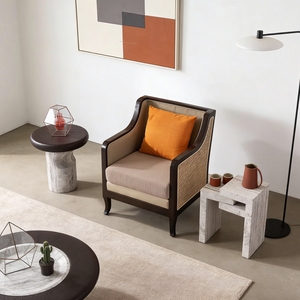 Set di Divani in Rattan Nero Fatti a Mano, Arredamento per Soggiorno, Set di Divani con Schienale in Rattan Naturale per Casa, Caffè, Lobby e Reception - Product Image 2