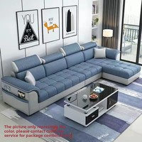 Canapé en tissu en forme de L, style minimaliste moderne, éponge amovible, tissu technique lavable, ensemble de meubles de salon entièrement équipé