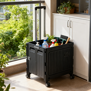 बड़े पैमाने पर किराने का शिविर बाजार सीढ़ियों के ढहने से फोल्डेबल स्टोरेज शॉपिंग कार्ट 4 पहिए घर - Product Image 4