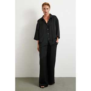 Camisa Moderna Romántica Fluida para Mujer, Blusa Negra de Chifón para Uso Diario, Estilo Ecológico - Product Image 5