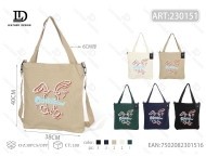 Bolso Tote de Lona con Bordado de Letras, para Uso Diario, Todas las Temporadas - Product Image 1