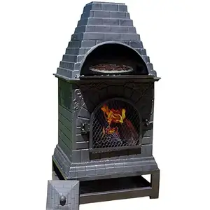 Ngôi nhà nhỏ gang Lò nướng bánh Pizza chiminea Patio nóng đăng nhập Burner ngoài trời lò sưởi vườn gỗ đốt nướng chimenea