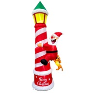 Décorations gonflables de Noël, modèle gonflable Père Noël grimpant sur un phare, aménagement ludique pour cour et pelouse