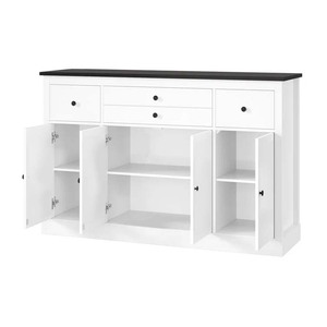 Buffet contemporain en bois blanc avec tiroirs et portes, rangement modulaire multifonctionnel pour cuisine et salles à manger - Product Image 3
