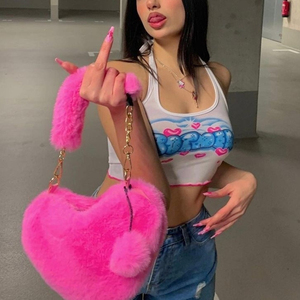Borsa a Cuore Economica di Grande Successo con Sfera Direttamente dal Produttore Borse da Donna in Pelliccia Borse Tote in Peluche da Donna - Product Image 1