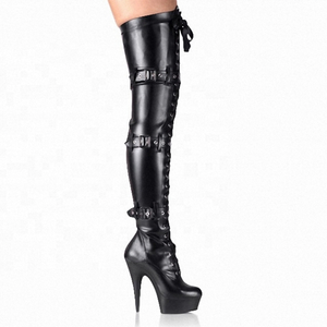 Sexy Fetish 15cm High Heel Stiletto Platform Women Long <b>Boots</b> Pu Leather Lace up Metal Buckles Overknee Thigh High <b>Boots</b> - Product Image 2