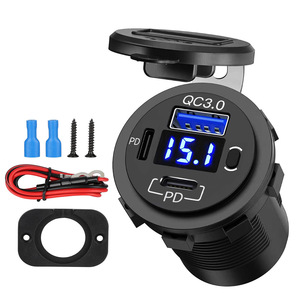 Car Fast Charger Dual USB QC3.0 PD 90W Digital <b>Display</b> 12V With <b>Cables</b> And Mounting Kit - Product Image 3