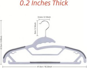 Cintres robustes antidérapants en plastique pour chemises, gain de place, pour manteaux et pantalons, avec crochet pivotant à 360°, couleur argent, pour placard et armoire - Product Image 2