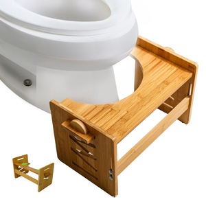 Taburete de baño de madera natural para niños, altura ajustable, taburete de bambú sólido, asiento elevador para baño, hecho en Shandong - Product Image 1