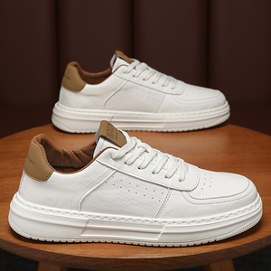 Spring Summer Men's Trendy All- Match Thick-Soled <b>Sneakers</b> Breathable White Casual Board Shoes for Walking Style - Product Image 1